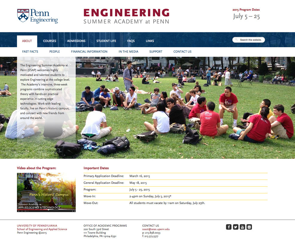 website design for Philadelphia university