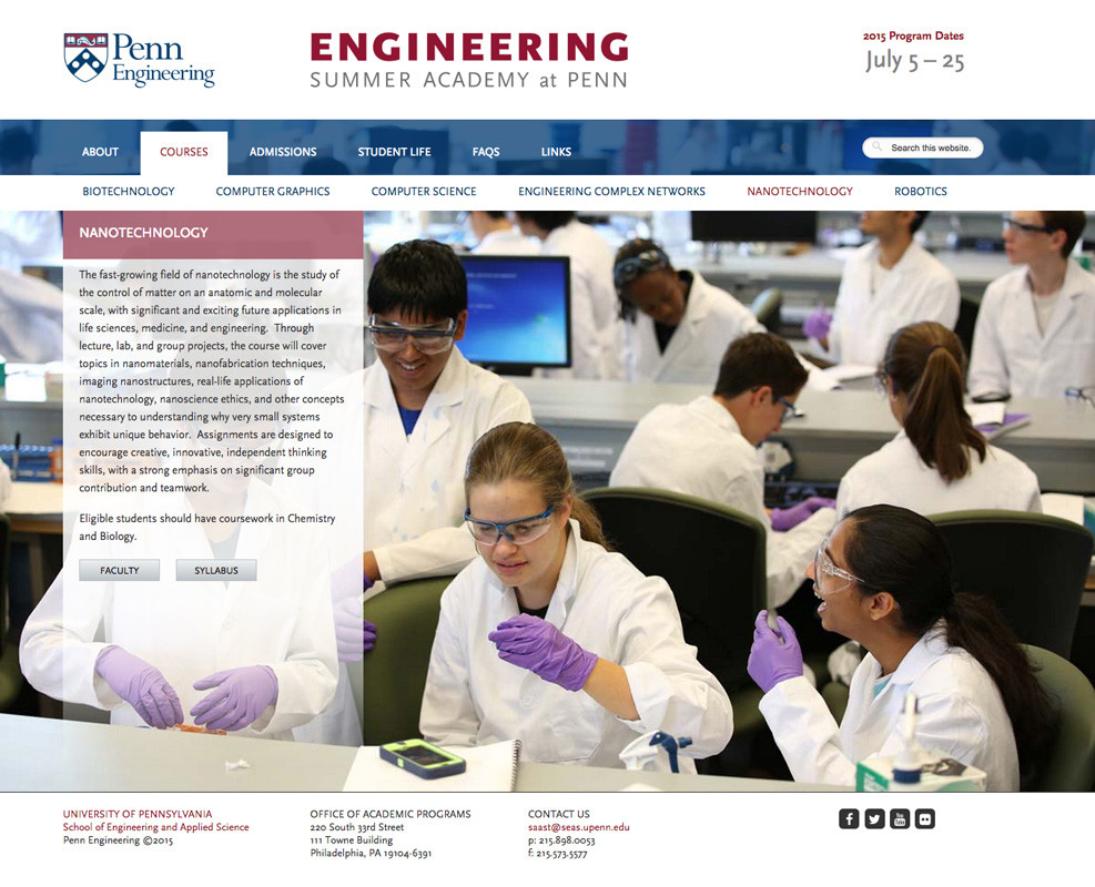 website design for Philadelphia university